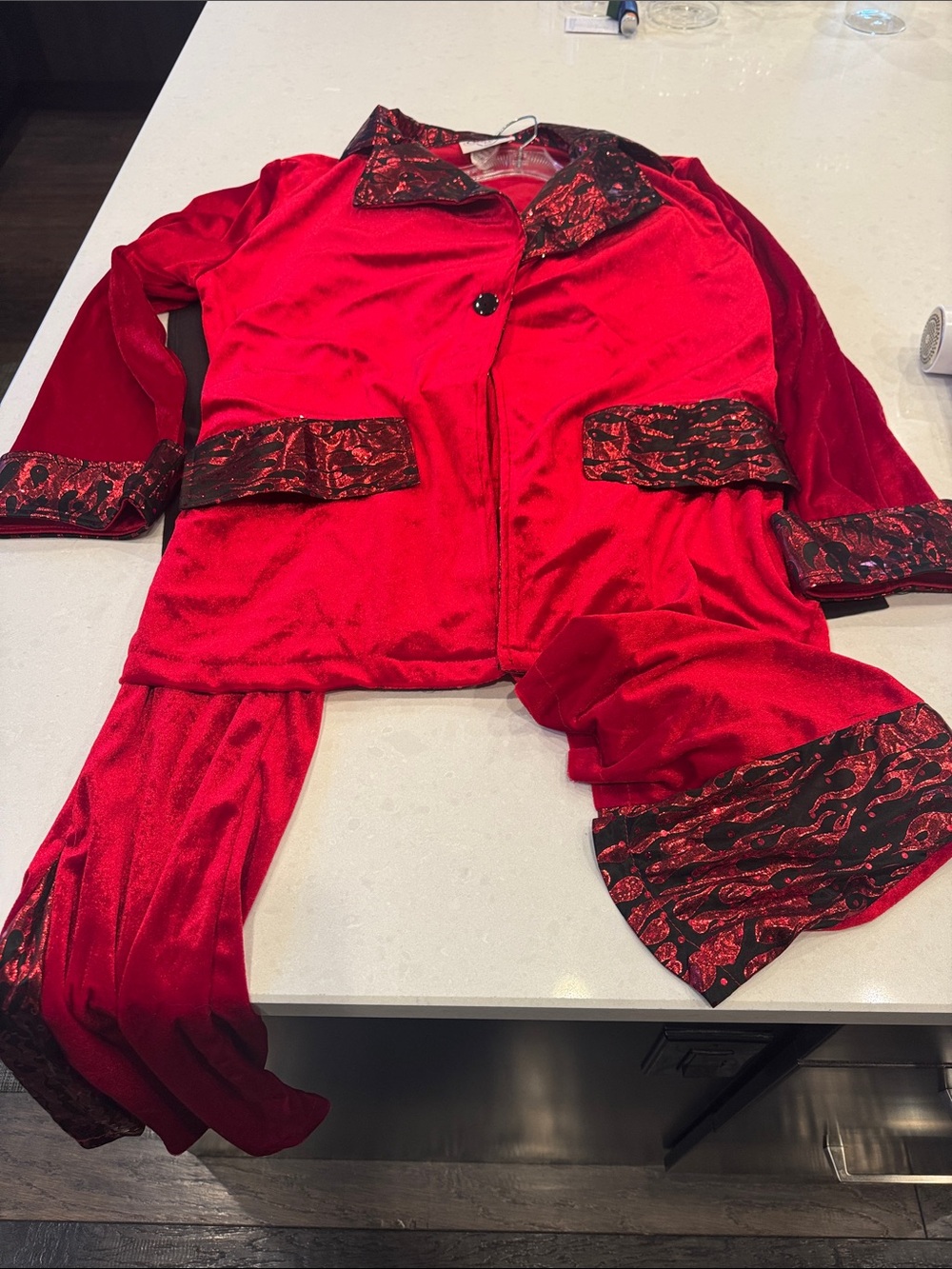 Adult fire and ice Mac daddy Red devil Elvis  costume Set with Black Pa